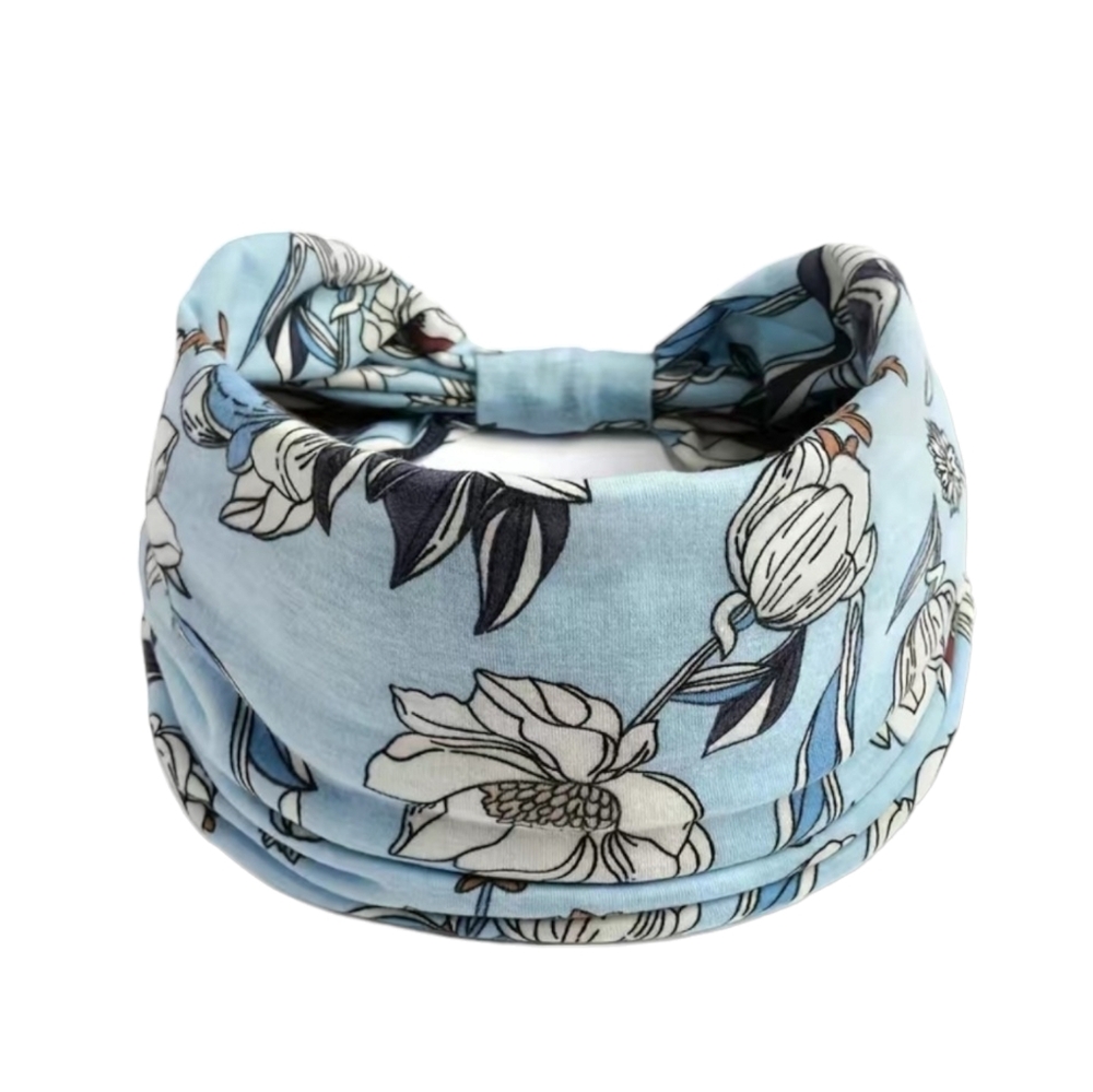 Floral Blue Classic Bohemian Wide Headband